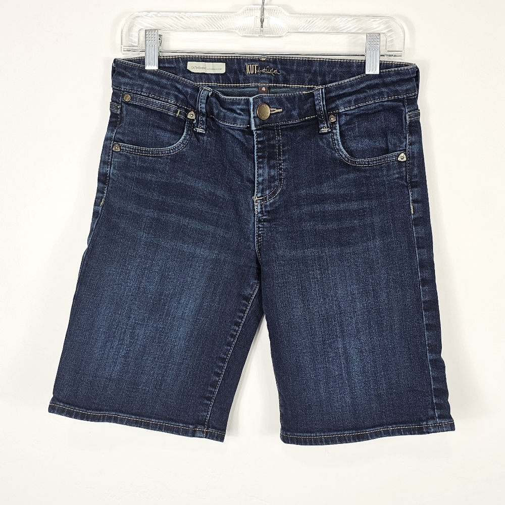 Kut from the Kloth Dark Wash Catherine Boyfriend Short Bermuda Shorts 4